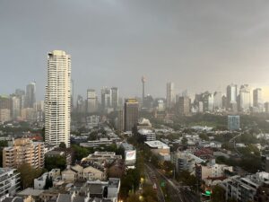 Aussicht vom Apartment - es stürmt